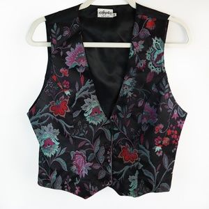 Vintage | Black Floral embroidered Vest
